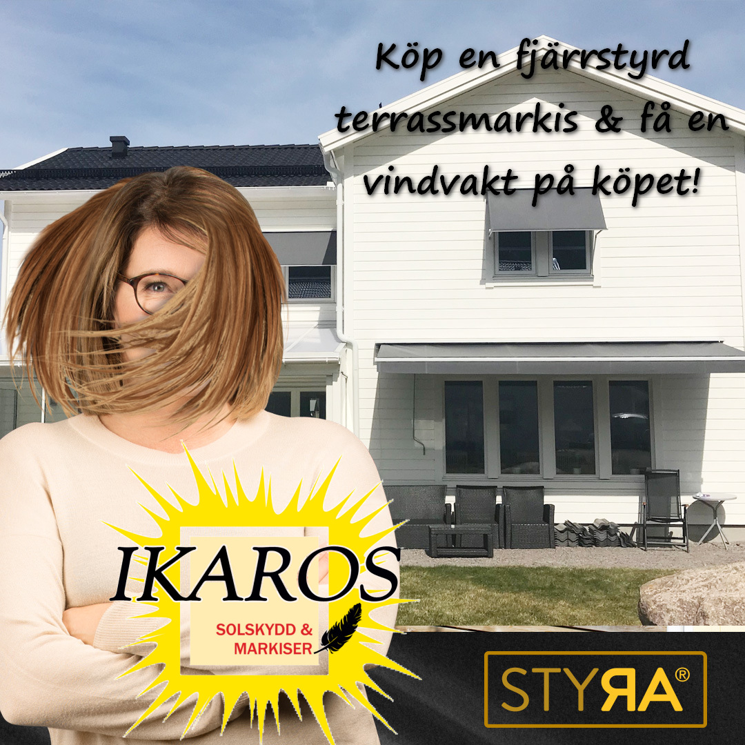 Markis med vindautomatik Styrasolskydd, Ikaros solskydd